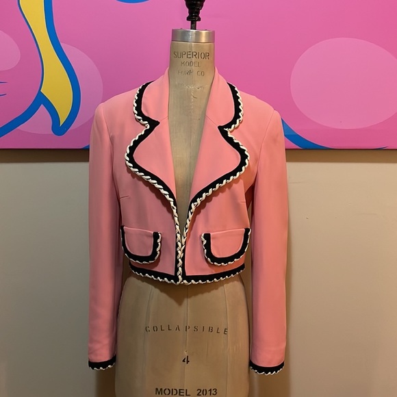 Moschino Cheap Chic Pink Black Crop Jacket - Picture 2 of 15